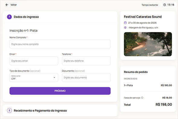 Página de vendas com opções de pagamento e checkout personalizado